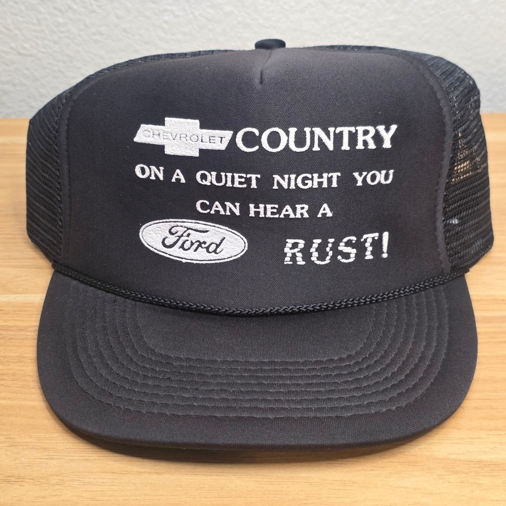 Vintage Chevrolet Black‎ Snapback Trucker Hat Chevy Country Ford Rust Funny